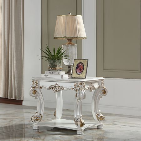 ACME Vendome End Table Antique Pearl Finish