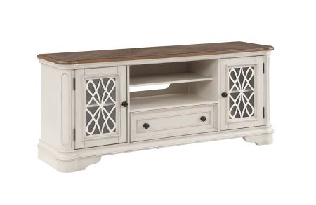 ACME Florian TV Stand Oak & Antique White Finish