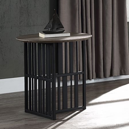 ACME Zudora End Table Antique Oak & Black Finish