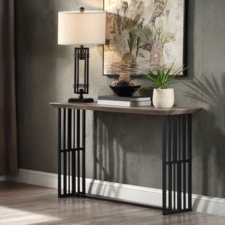 ACME Zudora Sofa Table Antique Oak & Black Finish