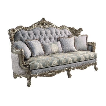 ACME Miliani Sofa W/5 Pillows Fabric & Antique Bronze Finish