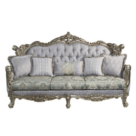 ACME Miliani Sofa W/5 Pillows Fabric & Antique Bronze Finish