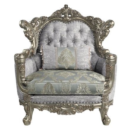 ACME Miliani Chair W/Pillow Fabric & Antique Bronze Finish