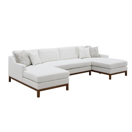 ACME Valiant Sectional Sofa W/4 Pillows Ivory Chenille