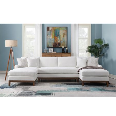 ACME Valiant Sectional Sofa W/4 Pillows Ivory Chenille