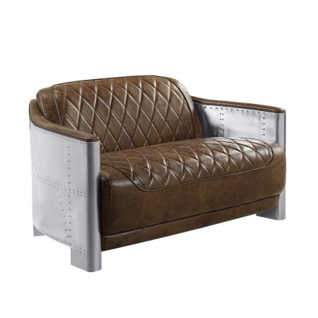 ACME Sedna Loveseat Espresso Top Grain Leather & Aluminum