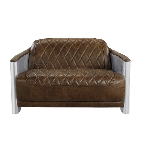 ACME Sedna Loveseat Espresso Top Grain Leather & Aluminum