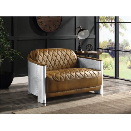 ACME Sedna Loveseat Espresso Top Grain Leather & Aluminum