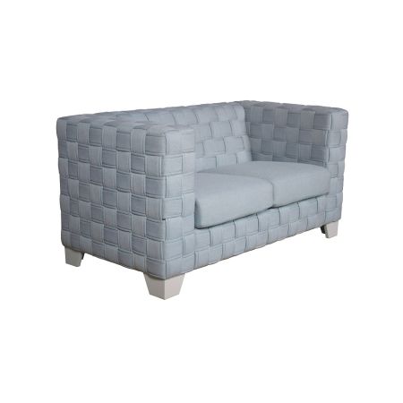 ACME Saree Loveseat Light Teal Chenille & White Finish