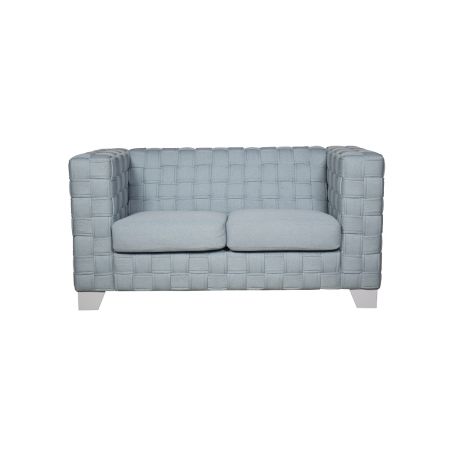 ACME Saree Loveseat Light Teal Chenille & White Finish