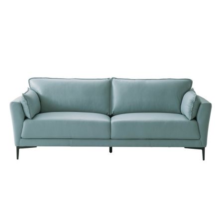 ACME Mesut Sofa Light Blue Top Grain Leather & Black Finish