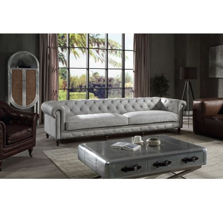 ACME Ofer Sofa Vintage White Top Grain Leather