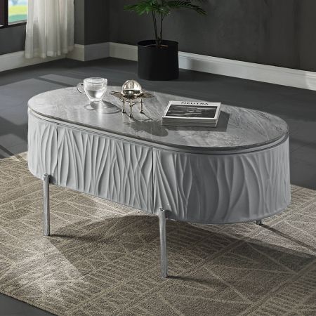 ACME Yukino Coffee Table Gray High Gloss & Chrome Finish