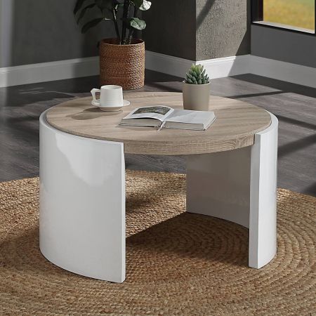 ACME Zoma Coffee Table Oak & White High Gloss Finish