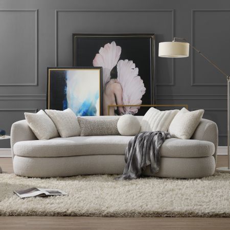 ACME Iniko Sofa W/6 Pillows Beige Boucle