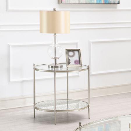 ACME Furniture Zaba End Table Glass Top & Silver Finish