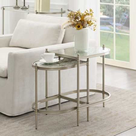 ACME Furniture Zaba Chair & Table Set Glass Top & Silver Finish