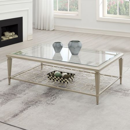 ACME Furniture Zaba Coffee Table Glass Top & Silver Finish