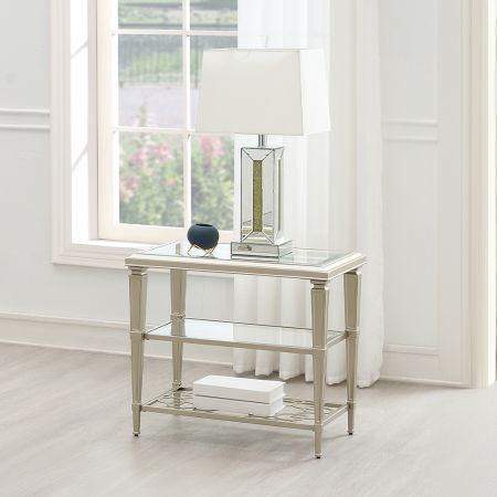 ACME Furniture Zaba End Table Glass Top & Silver Finish