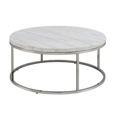 ACME Furniture Zaidee Coffee Table Marble Top & Nickel Finish