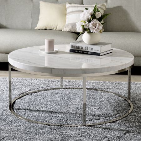 ACME Furniture Zaidee Coffee Table Marble Top & Nickel Finish