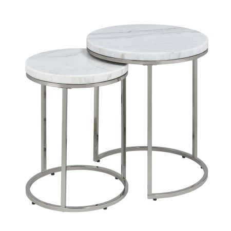 ACME Furniture Zaidee Chair & Table Set Marble Top & Nickel Finish