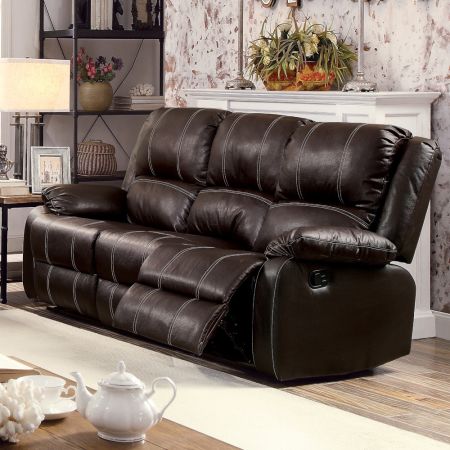 ACME Furniture Zuriel Reclining Sofa Brown Synthetic Leather