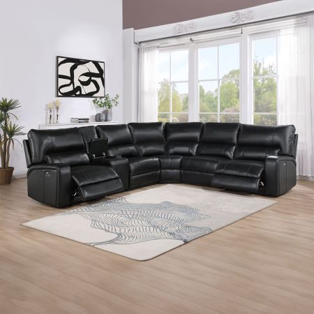 ACME Furniture Saul Reclining Sofa Black Leather Aire