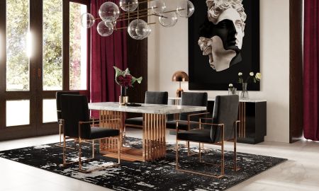 Modrest Kingsley Modern Marble & Rosegold Dining Table