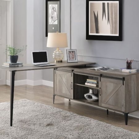 ACME Zakwani Writing Desk Gray Oak & Black Finish