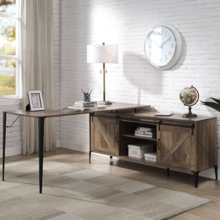 ACME Zakwani Writing Desk Rustic Oak & Black Finish