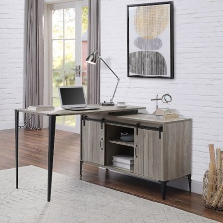 ACME Zakwani Writing Desk Gray Oak & Black Finish