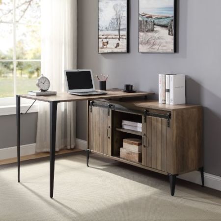 ACME Zakwani Writing Desk Rustic Oak & Black Finish