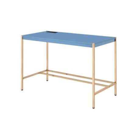 ACME Midriaks Writing Desk W/Usb Navy Blue & Gold Finish