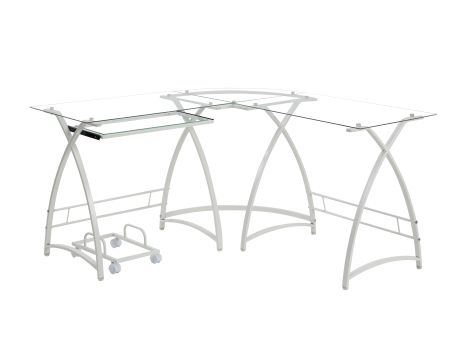 ACME Dazenus Computer Desk Clear Glass Top & White Finish