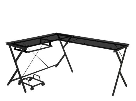 ACME Dazenus Computer Desk Black Glass Top & Black Finish