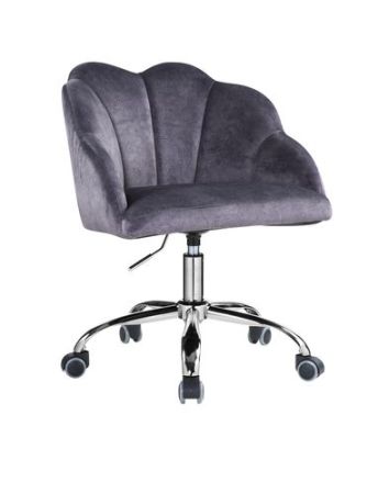 ACME Rowse Office Chair Dark Gray Velvet & Chrome Finish