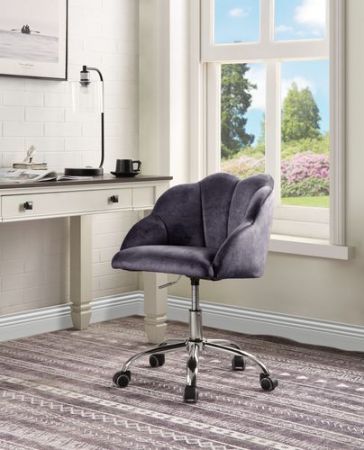 ACME Rowse Office Chair Dark Gray Velvet & Chrome Finish