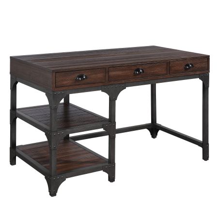 ACME Gorden Writing Desk Espresso Oak Finish & Antique Black Metal