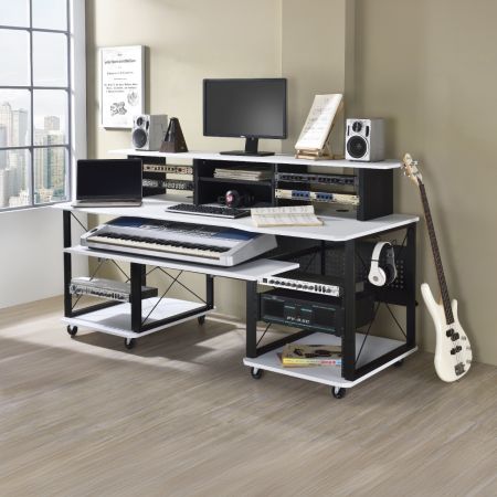 ACME Megara 72" Music Desk White & Black Finish