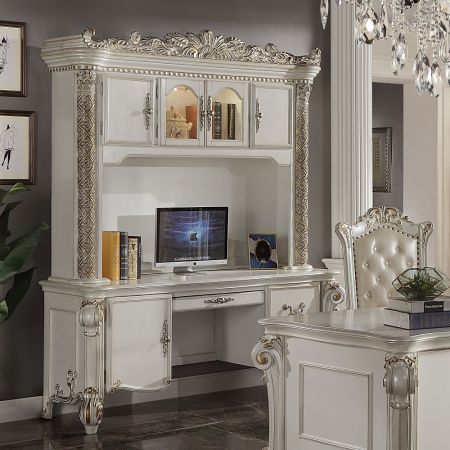 ACME Vendome Computer Desk & Hutch Antique Pearl Finish