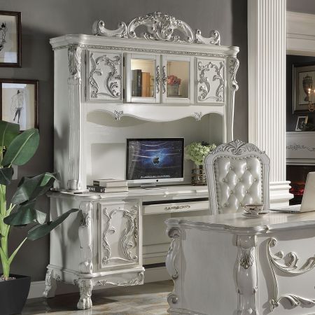 ACME Dresden Computer Desk & Hutch Bone White Finish