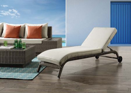 ACME Salena Patio Sun Lounge Beige Fabric & Gray Finish