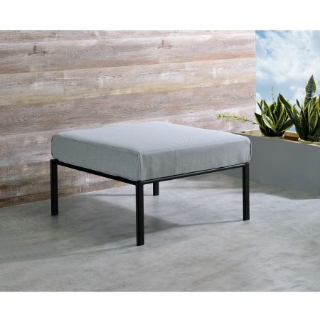 ACME Rajni Patio Ottoman Gray Fabric & Black Finish