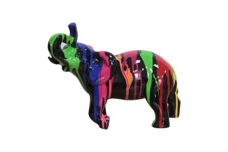 Modrest Multi Colored Black Elephant Sculpture