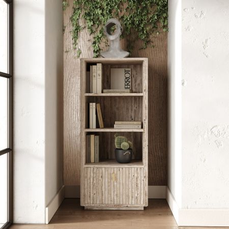 Nova Domus Roma - Modern Faux Travertine + Gold Bookcase