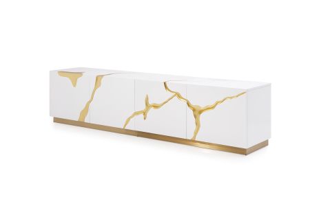 Modrest Aspen Modern White & Gold TV Stand