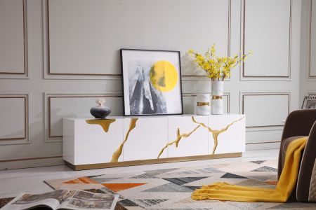 Modrest Aspen Modern White & Gold TV Stand