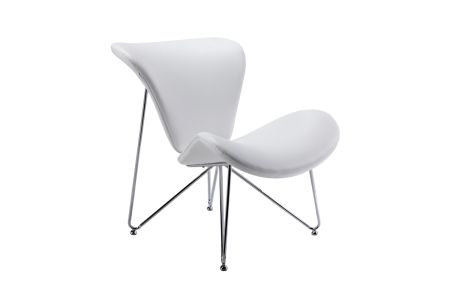 Modrest Decatur Mid-Century White Leatherette Accent Chair