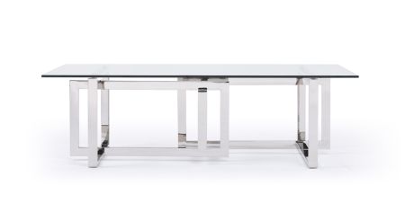 Modrest Valiant Modern Glass & Stainless Steel Coffee Table